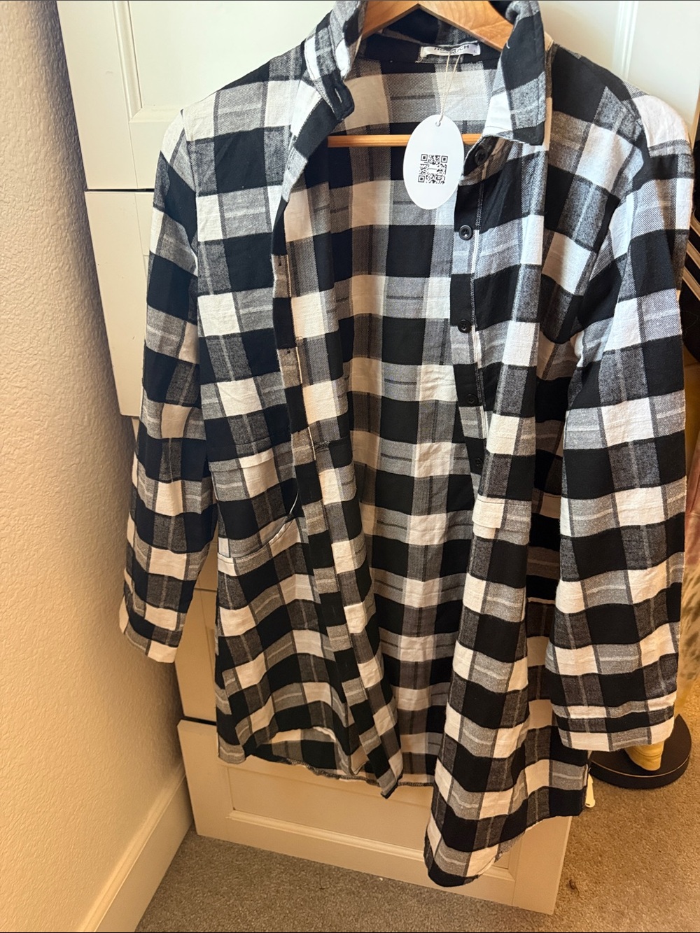 Black & White Buffalo Check Button Front Cardigan